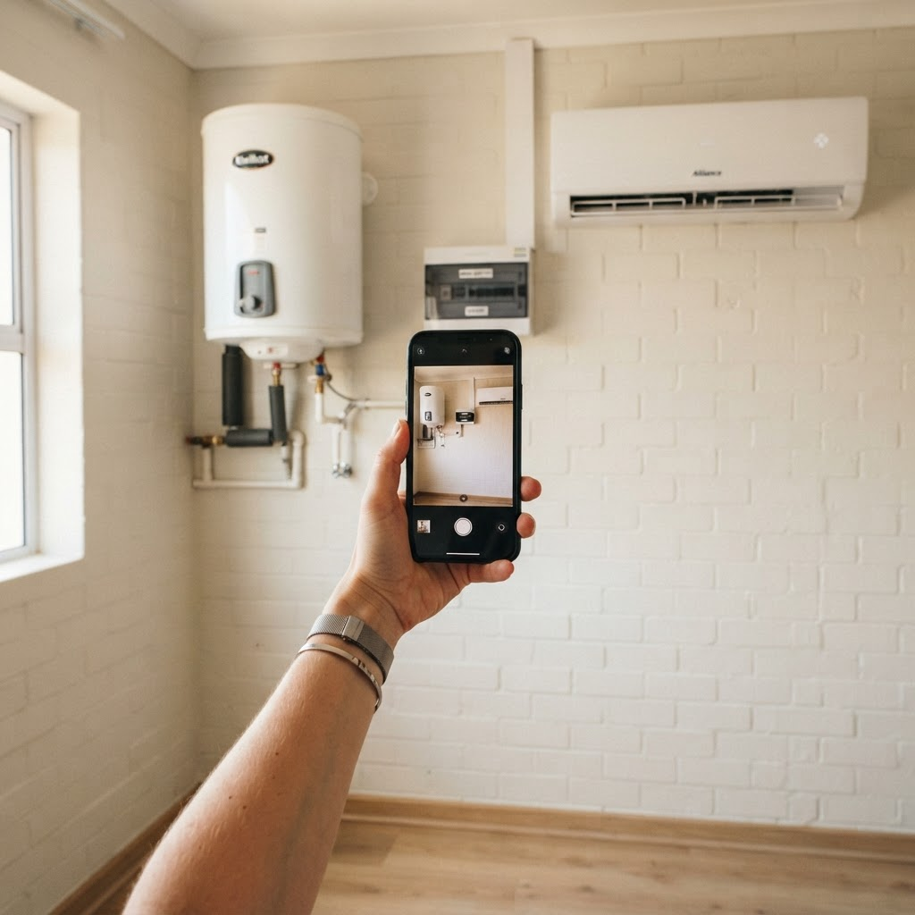 Example: home equipment being scanned — a geyser, air conditioner and distribution board